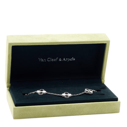 Van Cleef & Arpels 18K White Gold 5 Motifs Guilloche Vintage Alhambra Bracelet 5 of 5