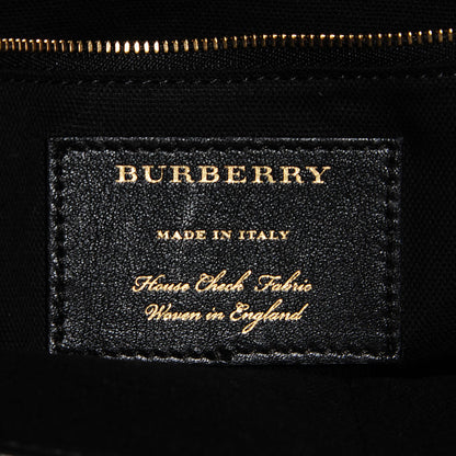 Burberry Grainy Calfskin House Check Medium Sycamore Hobo Black 6 of 8