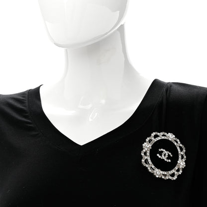 Chanel Crystal CC Velvet Brooch Black 2 of 5