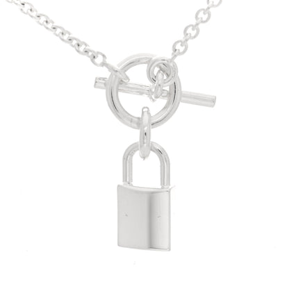 Hermes Sterling Silver Cadenas Kelly Lock Pendant Necklace 4 of 6