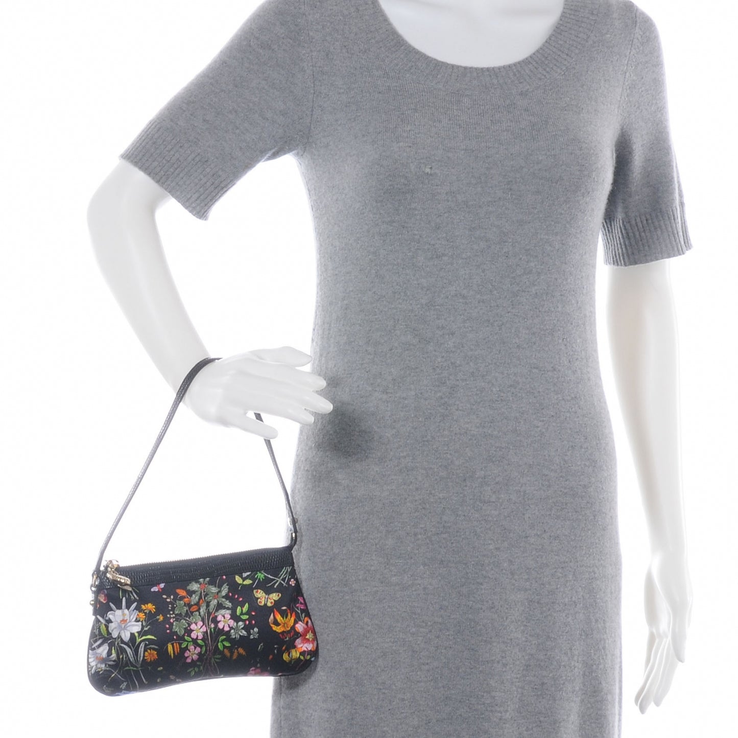 Silk Flora Flower Garden Bumble Bee Charm Pochette Black