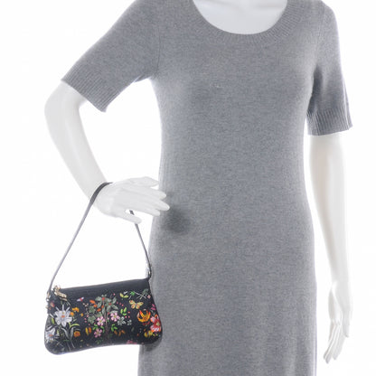Gucci Silk Flora Flower Garden Bumble Bee Charm Pochette Black 2 of 8