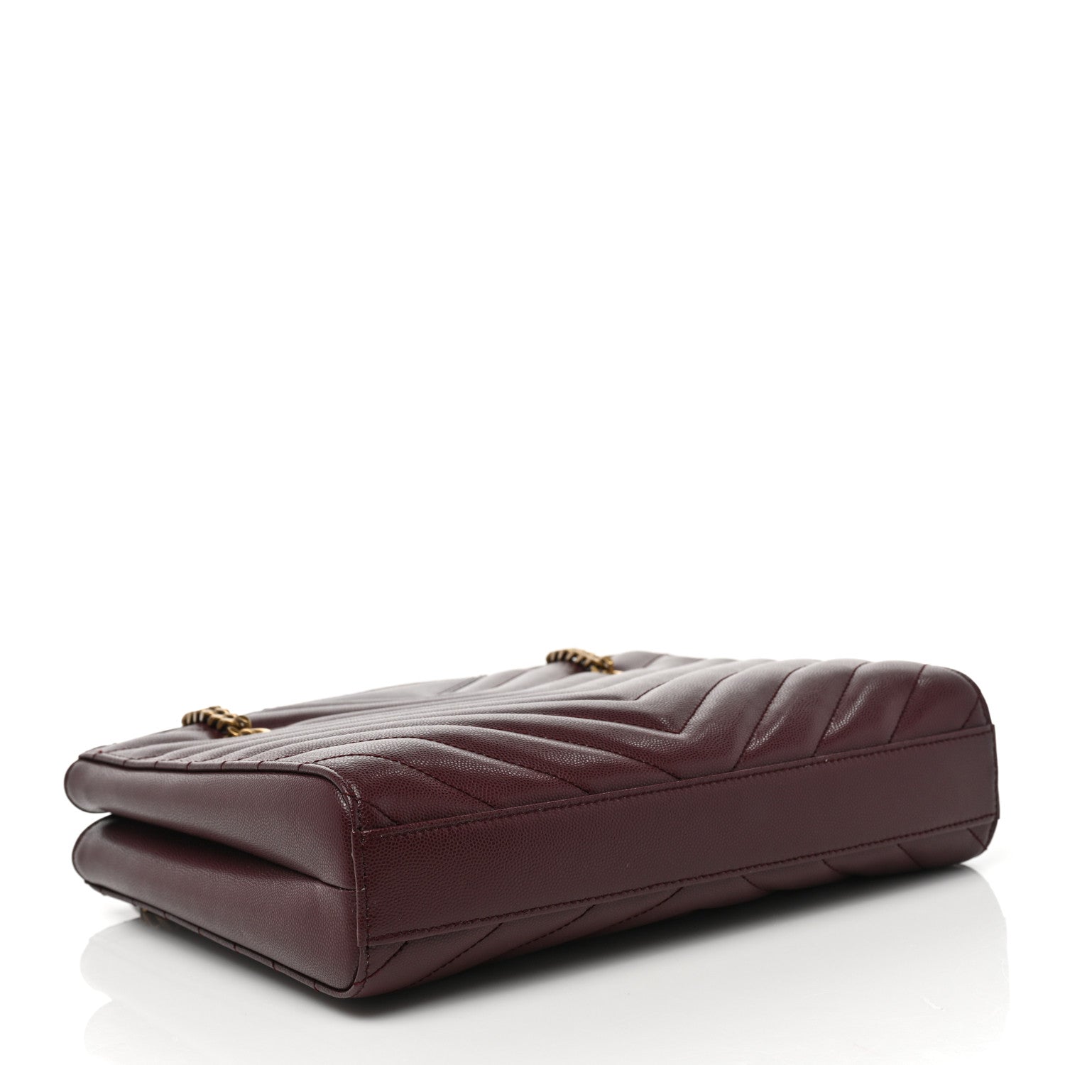 Saint Laurent Grain de Poudre Matelasse Chevron Small Tribeca Shopping Bag Rouge Legoin 4 of 9