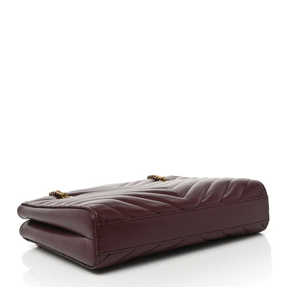 Saint Laurent Grain de Poudre Matelasse Chevron Small Tribeca Shopping Bag Rouge Legoin 4 of 9