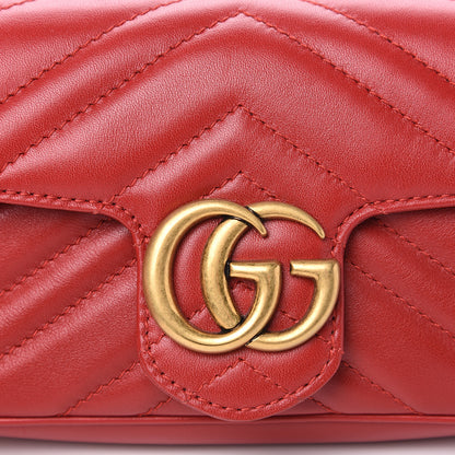 Gucci Calfskin Matelasse Super Mini GG Marmont Shoulder Bag Hibiscus Red 7 of 10