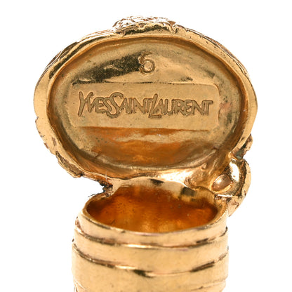 Saint Laurent Glass Cabochon Arty Ovale Ring 49 5 Gold Blue 4 of 4