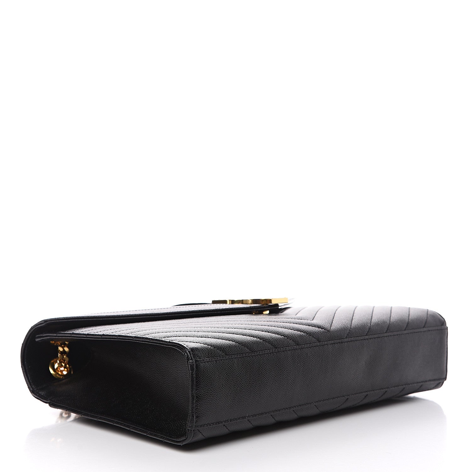 Saint Laurent Grain De Poudre Matelasse Chevron Large Monogram Satchel Black 3 of 9
