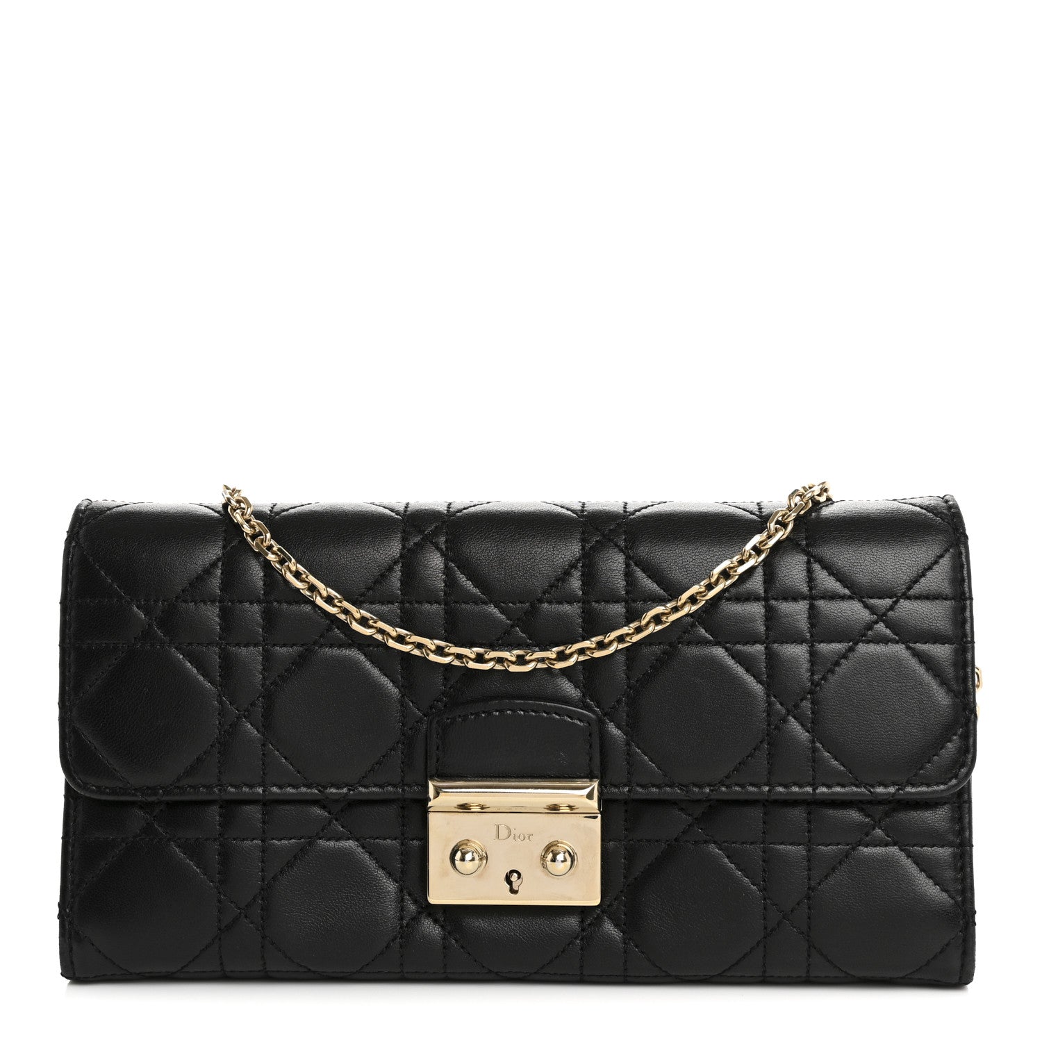 Christian Dior Lambskin Cannage Miss Dior Chain Wallet Black 1 of 15