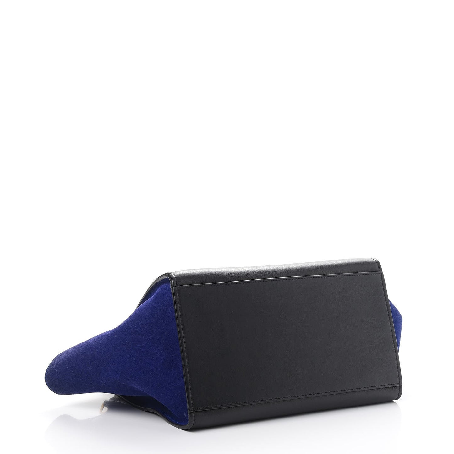 Smooth Calfskin Suede Small Tri-Color Trapeze Indigo