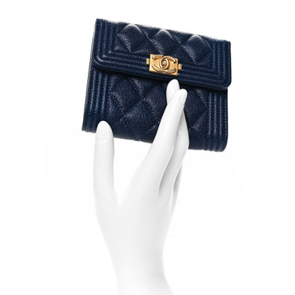 Chanel Caviar Quilted Small Boy Flap Wallet Blue 2 of 9