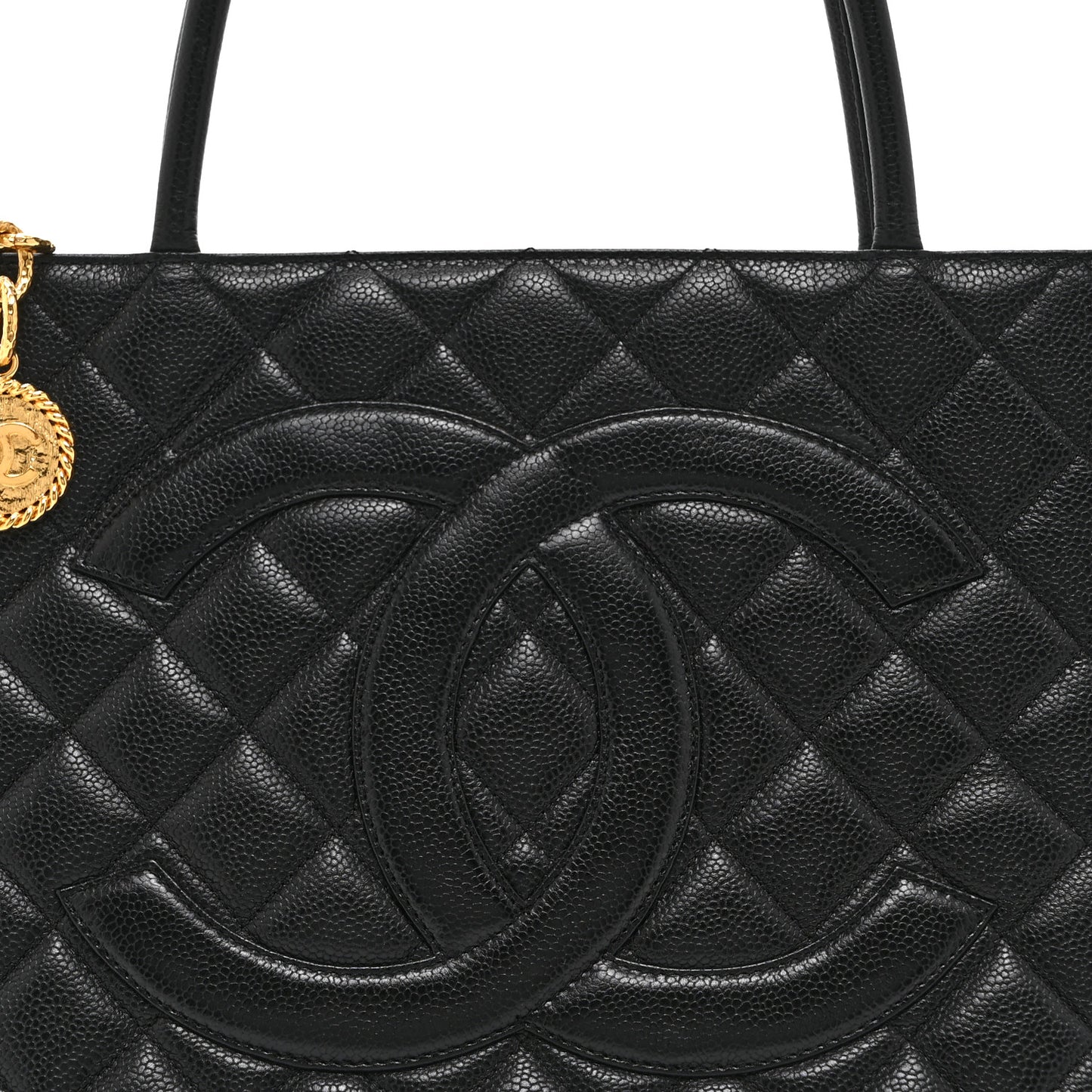 Caviar Quilted Medallion Tote Black