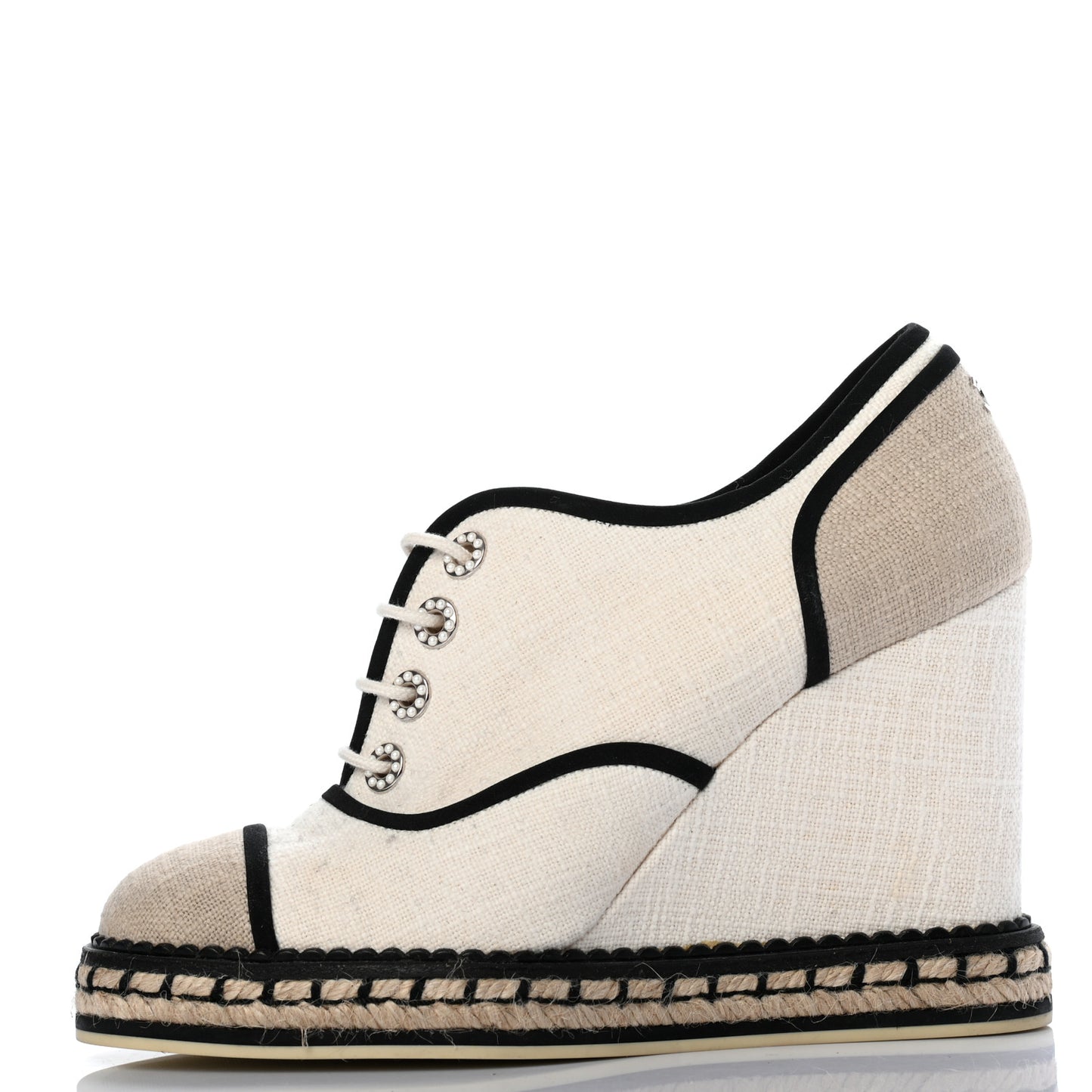 Raffia Lace Up Wedge Espadrilles 37.5 Beige
