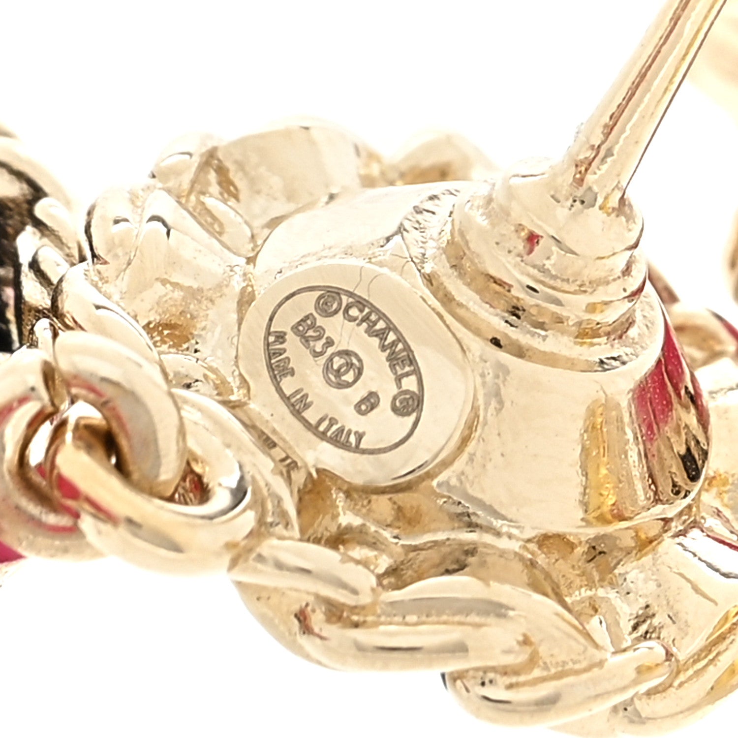 Chanel Metal Lambskin CC Chain Drop Earrings Black Gold Pink 4 of 4