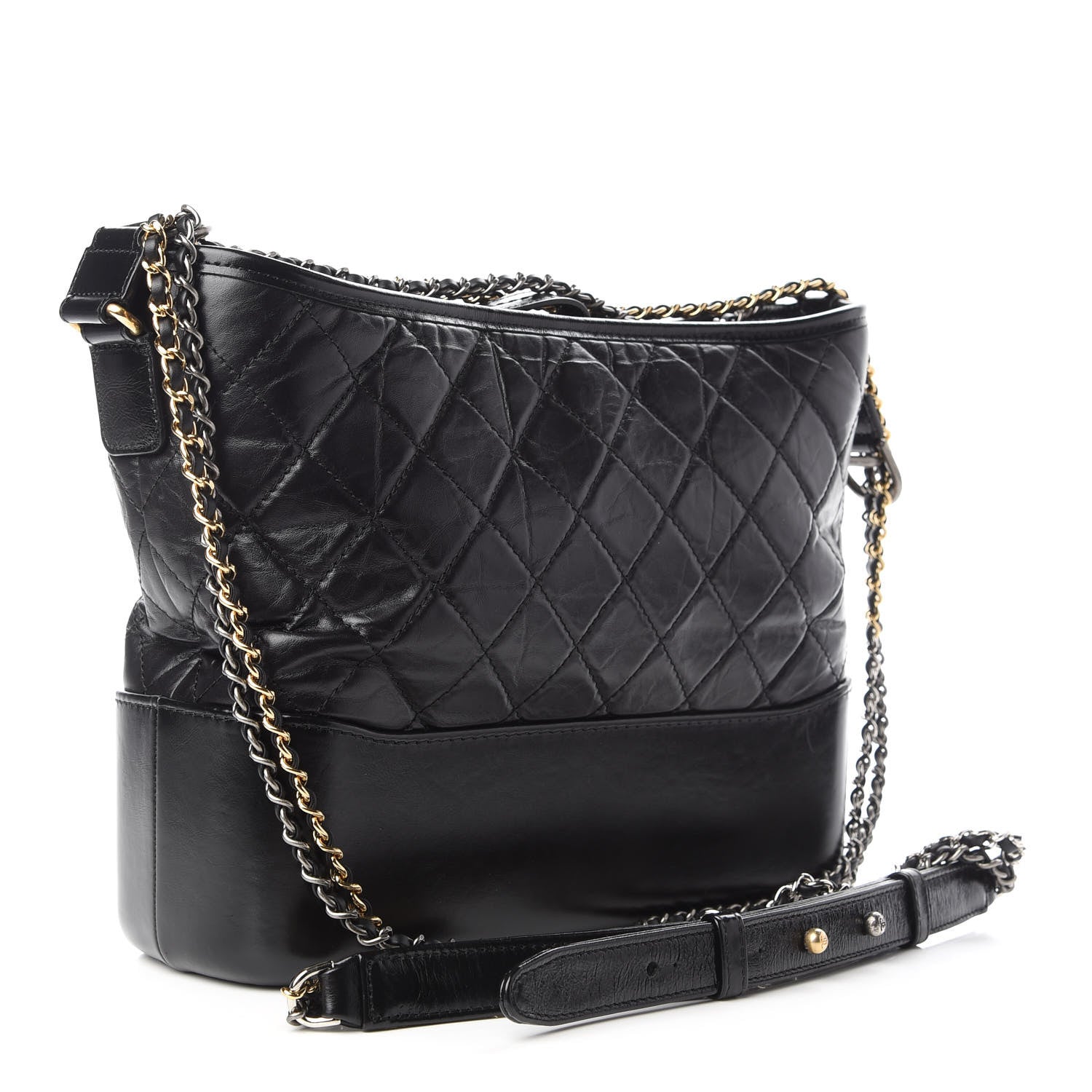 Chanel Aged Calfskin Quilted Medium Gabrielle Hobo Black 3 of 9