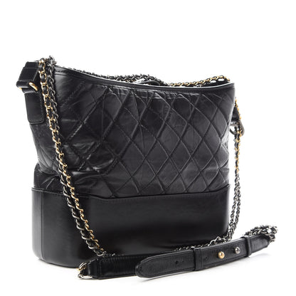 Chanel Aged Calfskin Quilted Medium Gabrielle Hobo Black 3 of 9