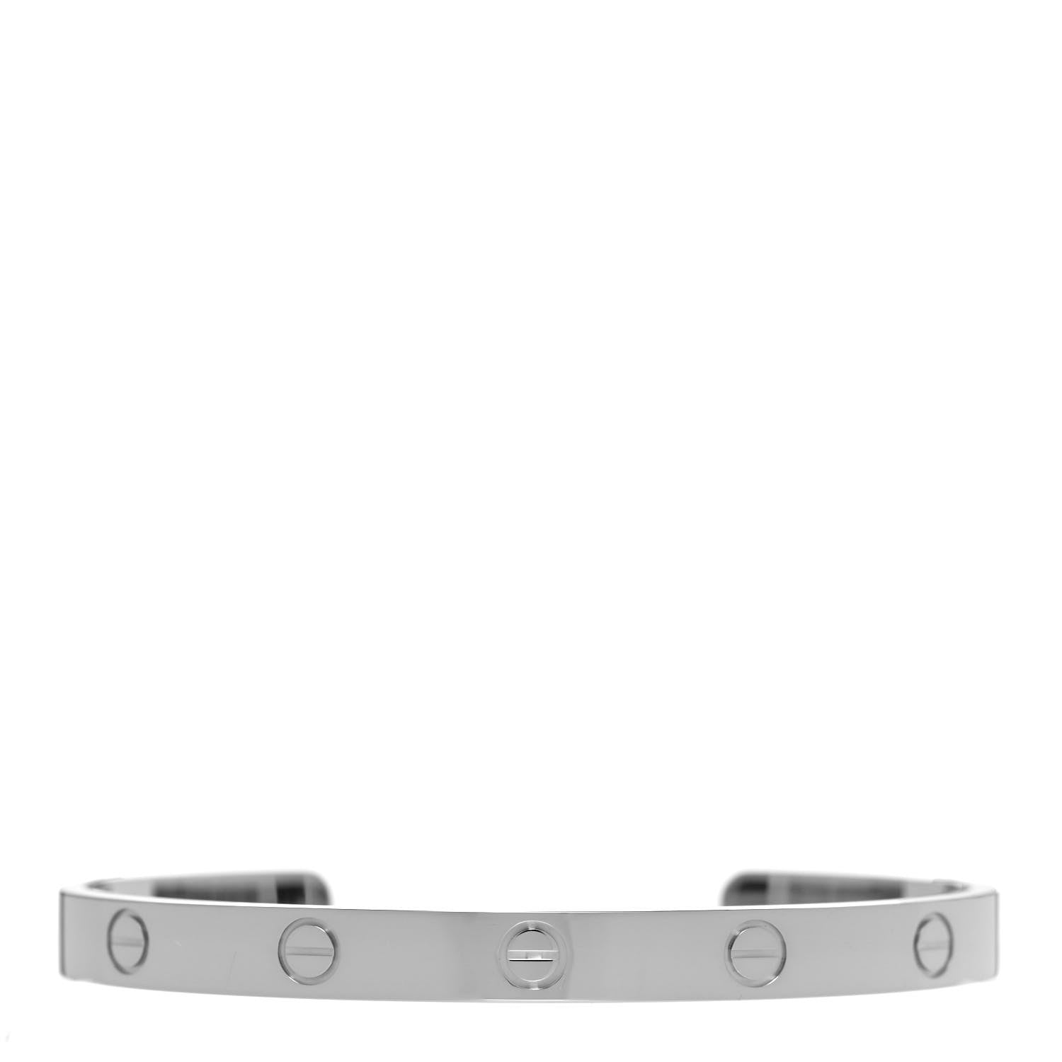 Cartier 18K White Gold LOVE Cuff Bracelet 18 1 of 4