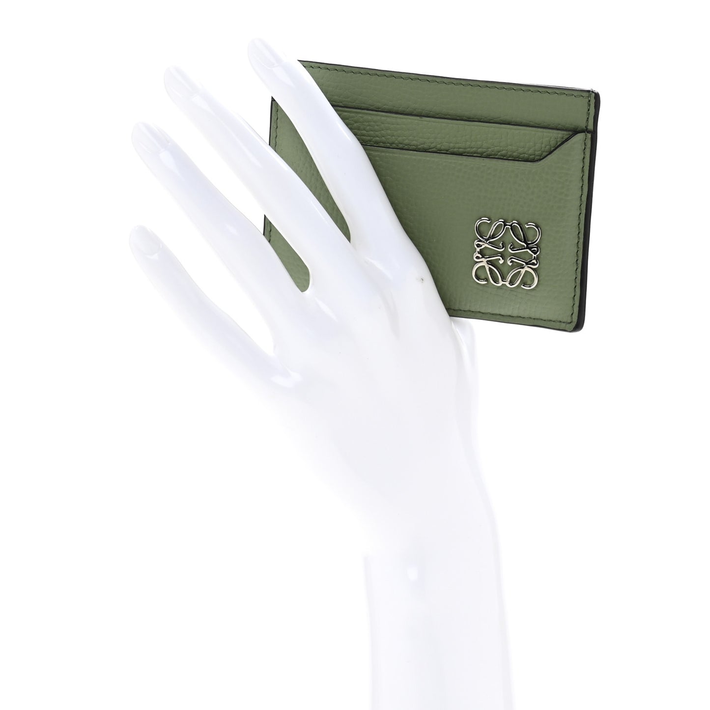 Soft Grained Calfskin Anagram Card Holder Rosemary