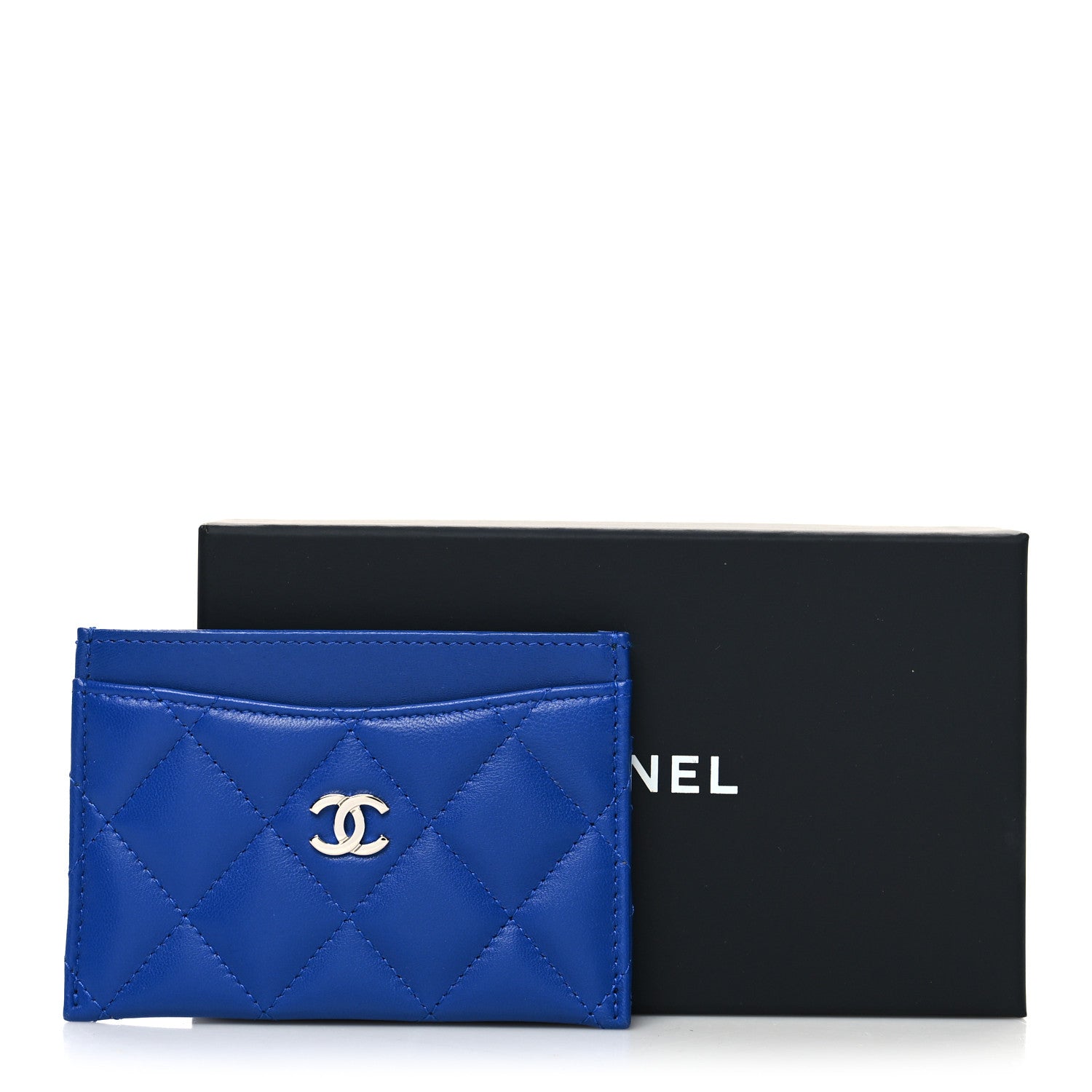 Chanel Lambskin Quilted Card Holder Blue 10 of 10