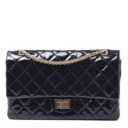 Chanel Distressed Patent Quilted 2.55 Reissue 227 Flap Dark Blue 1 of 10