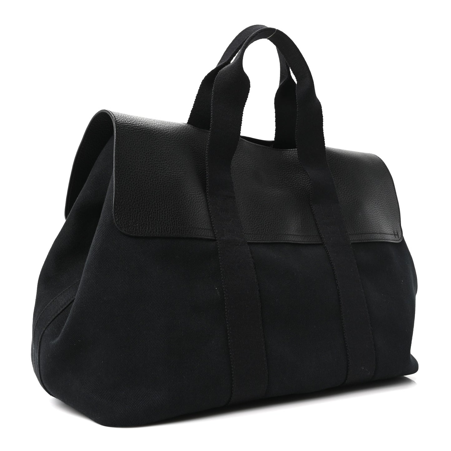 Chevron Herringbone Toile Vache Liegee Valparaiso Tote  MM Black