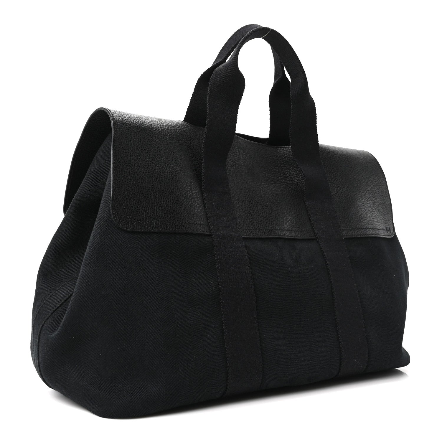 Hermes Chevron Herringbone Toile Vache Liegee Valparaiso Tote  MM Black 4 of 11