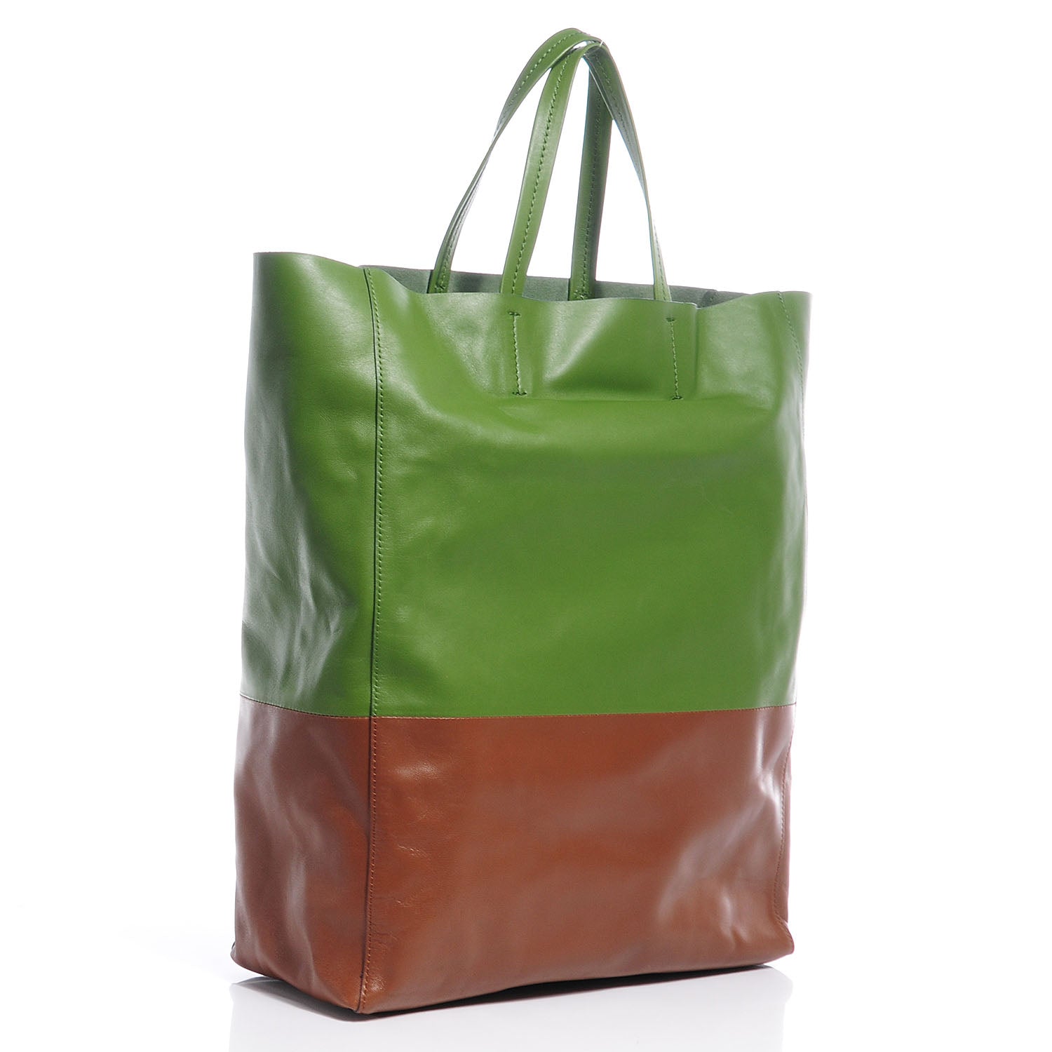 Celine Lambskin Vertical Bi- Cabas Green 3 of 8
