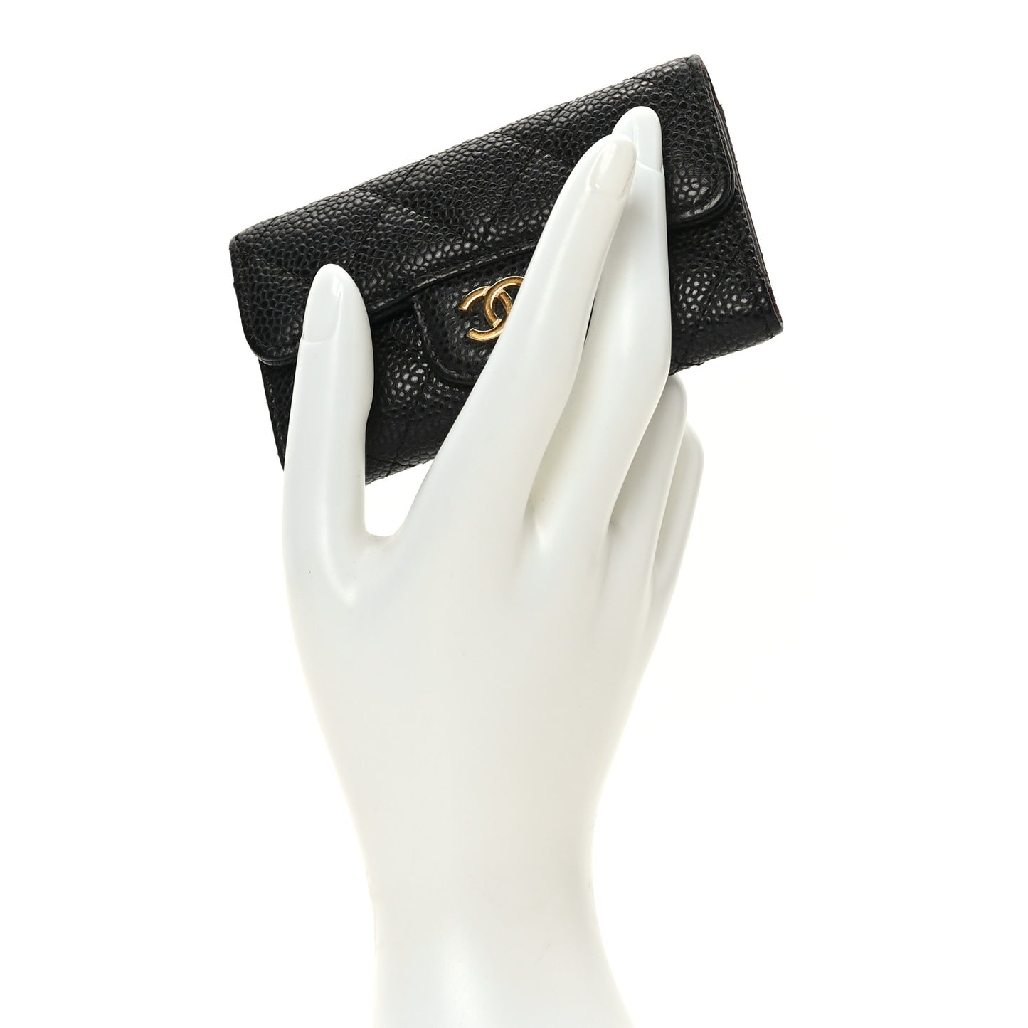 Caviar Quilted 6 Key Holder Black
