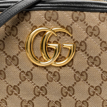 Gucci Monogram Matelasse Diagonal Small GG Marmont Chain Shoulder Bag Beige Black 9 of 11