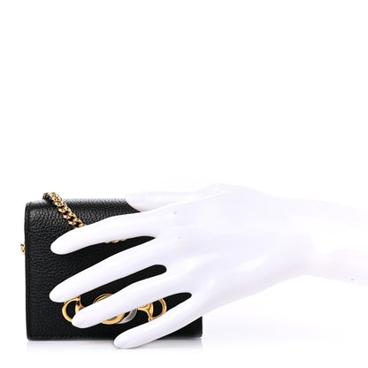Gucci Grainy Calfskin Zumi Chain Card Case Wallet Black 2 of 7
