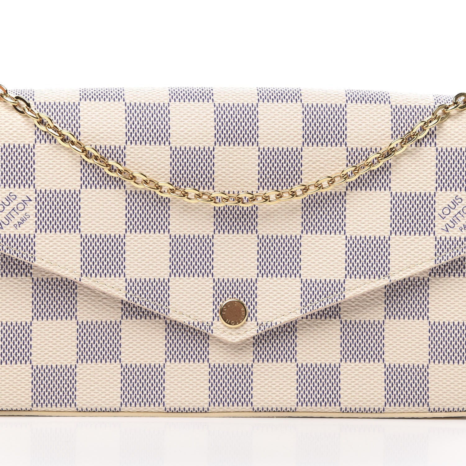 Louis Vuitton Damier Azur Pochette Felicie Chain Wallet Rose Ballerine 10 of 13