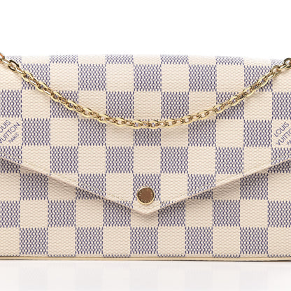 Louis Vuitton Damier Azur Pochette Felicie Chain Wallet Rose Ballerine 10 of 13