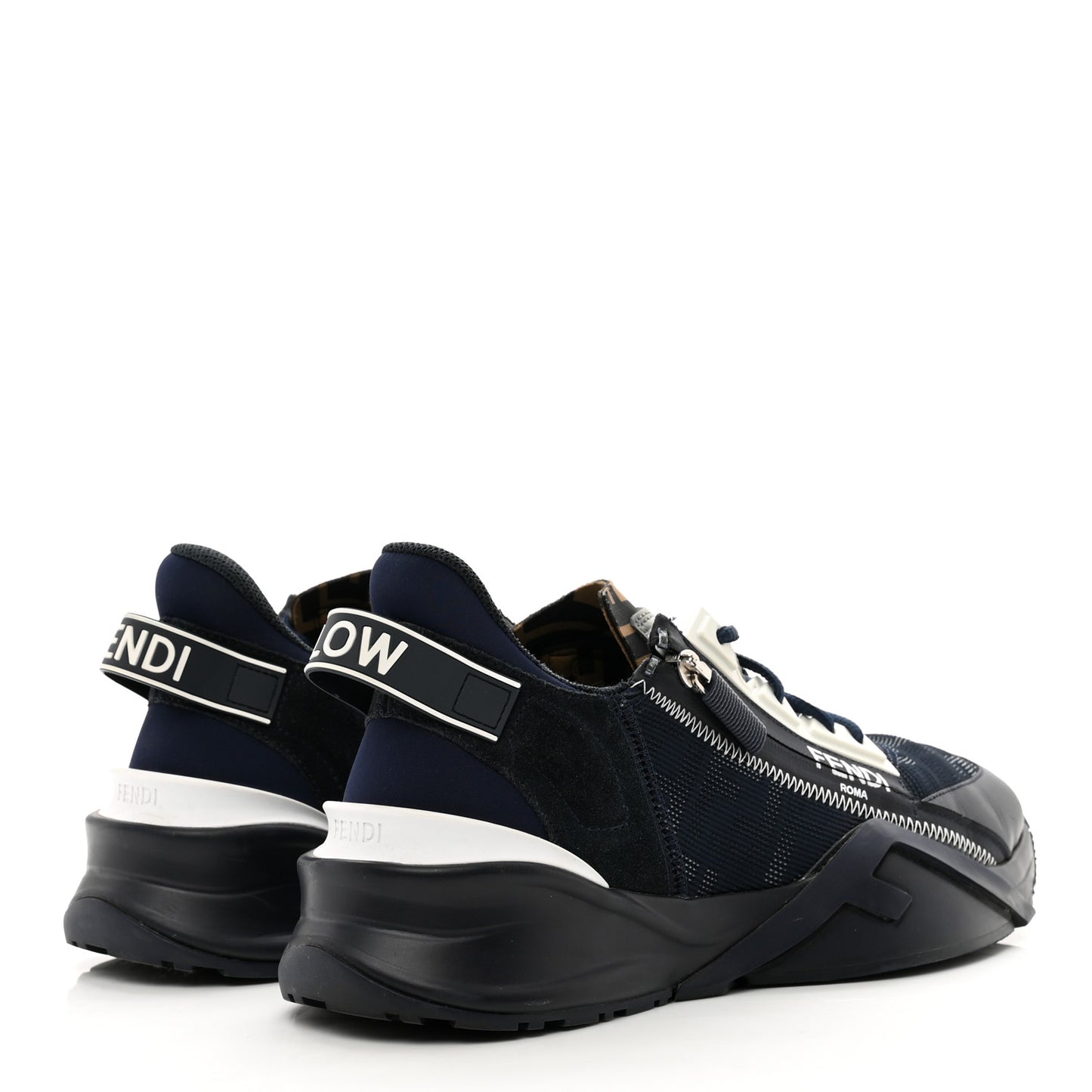 Nylon Lycra FF Mens Fendi Flow Low Top Sneakers 7 Black Navy
