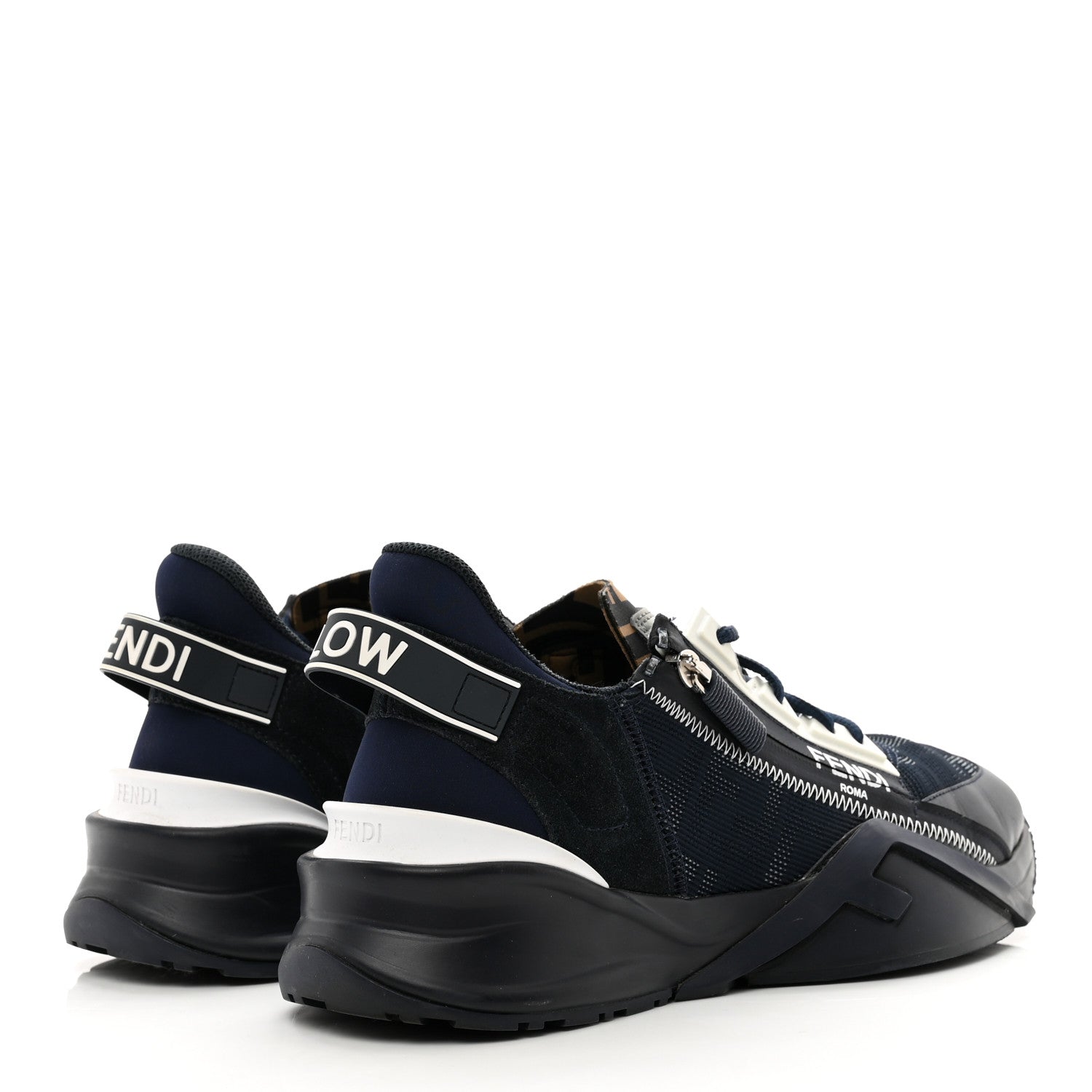 Fendi Nylon Lycra FF Mens Fendi Flow Low Top Sneakers 7 Black Navy 4 of 9