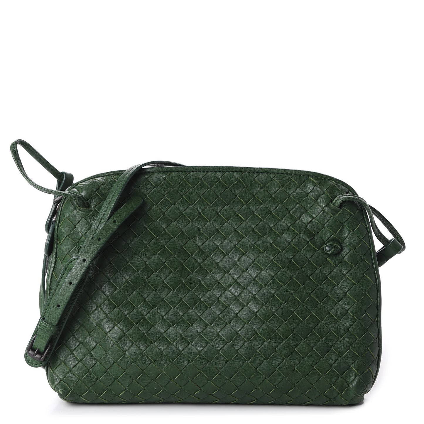 Nappa Intrecciato Nodini Crossbody Messenger Green