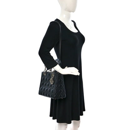 Christian Dior Lambskin Cannage Medium Lady Dior Black 2 of 18