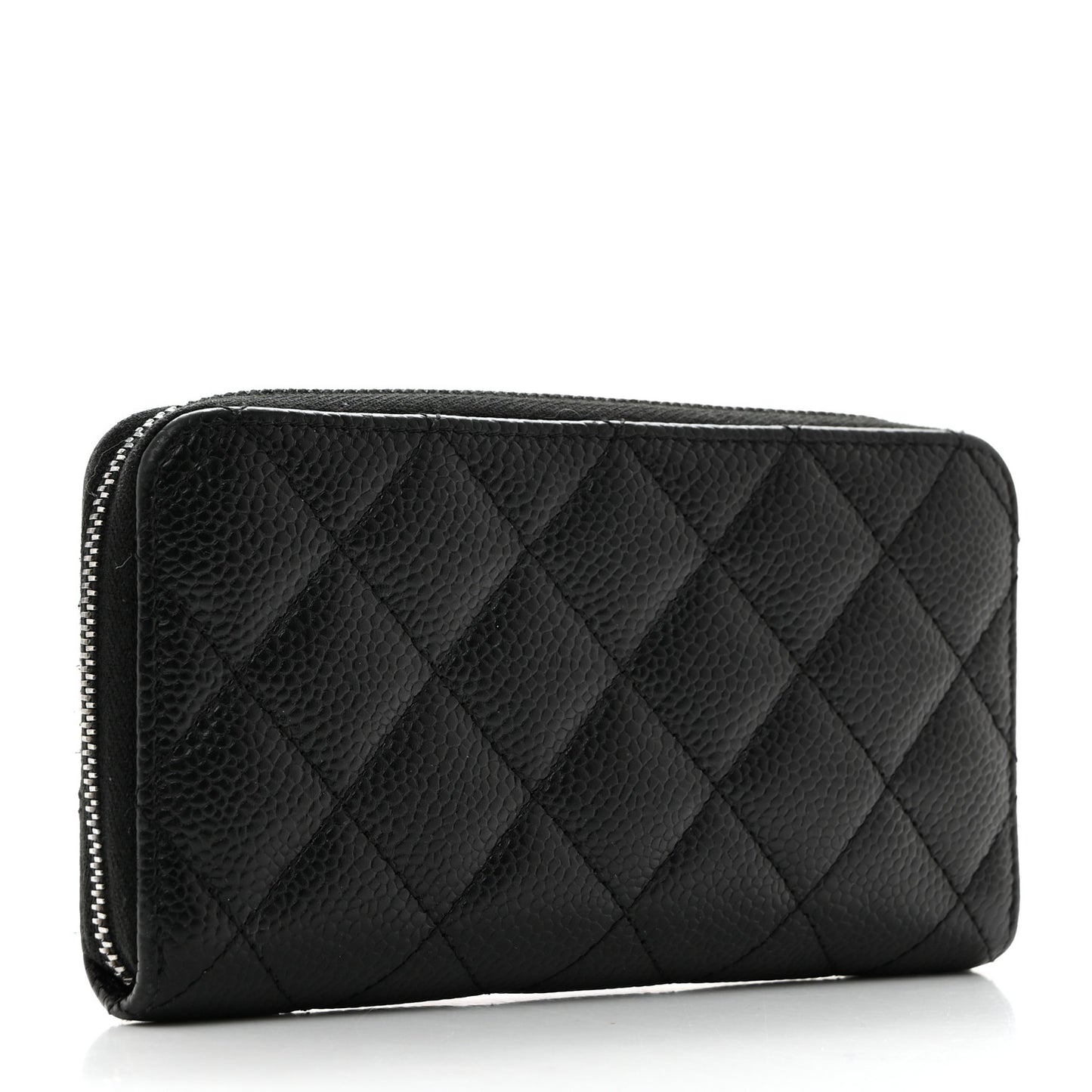 Caviar Quilted Medium Zip Around Wallet Black