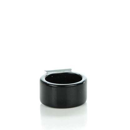 Chanel Rasin Crystal CC Square Charm Ring 7 Black 3 of 5