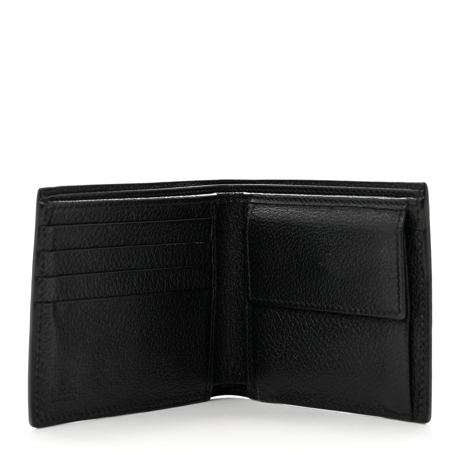 Textured Dollar Calfskin Nylon Gucci Stripe New Web Bi-Fold Coin Wallet Black Ecru Verde Rosso