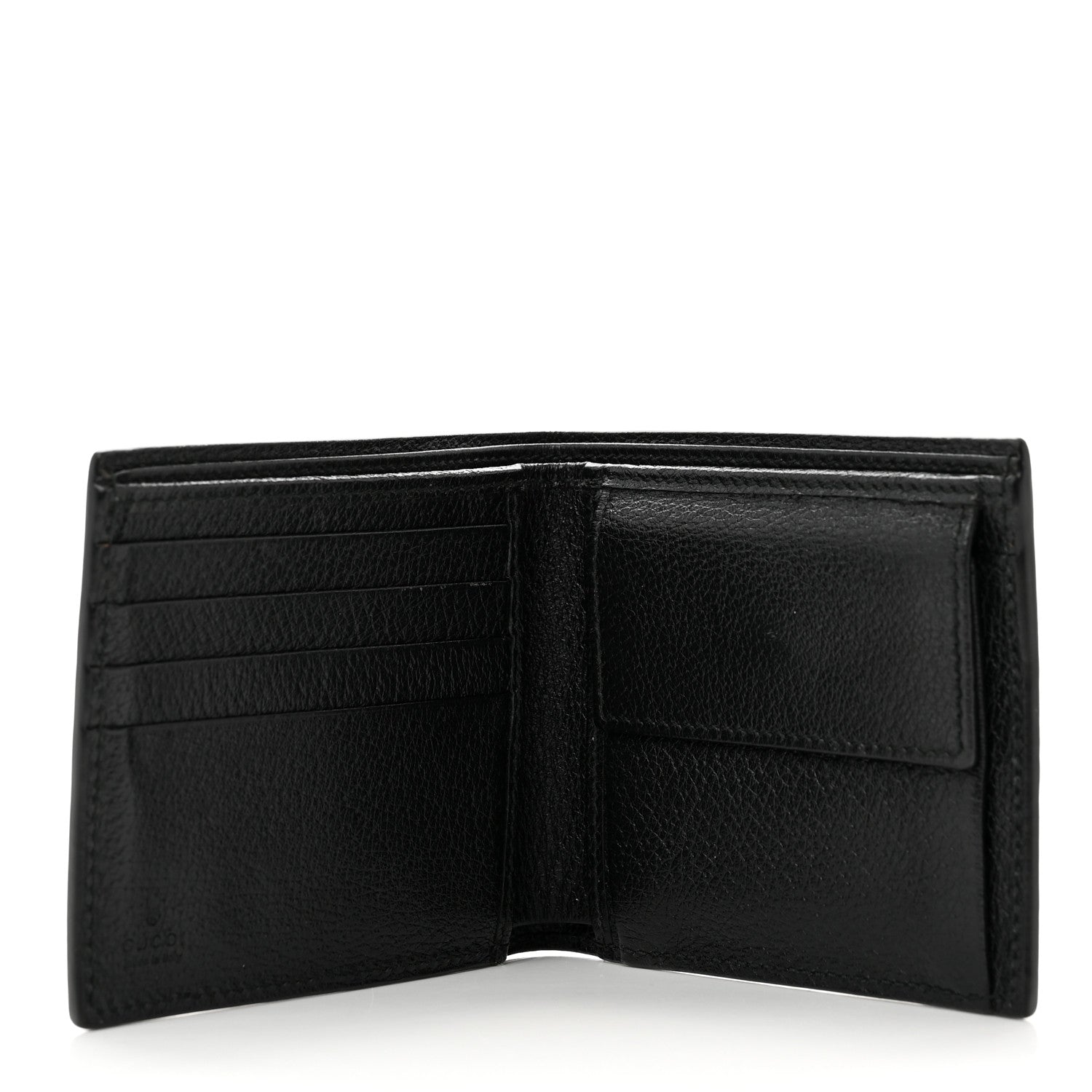 Gucci Textured Dollar Calfskin Nylon Gucci Stripe New Web Bi-Fold Coin Wallet Black Ecru Verde Rosso 5 of 7