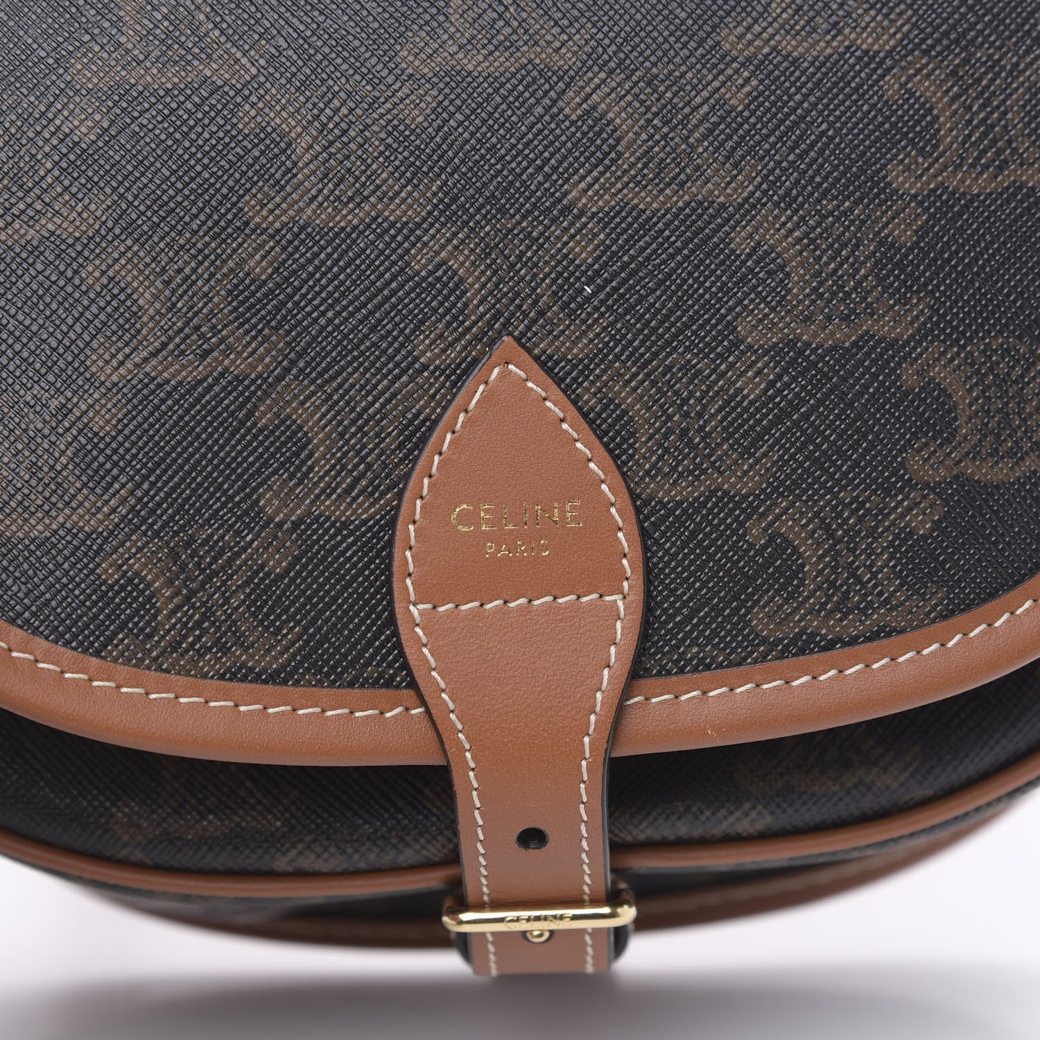 Celine Triomphe Canvas Medium Folco Bag Tan 9 of 10