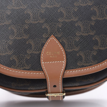 Celine Triomphe Canvas Medium Folco Bag Tan 9 of 10