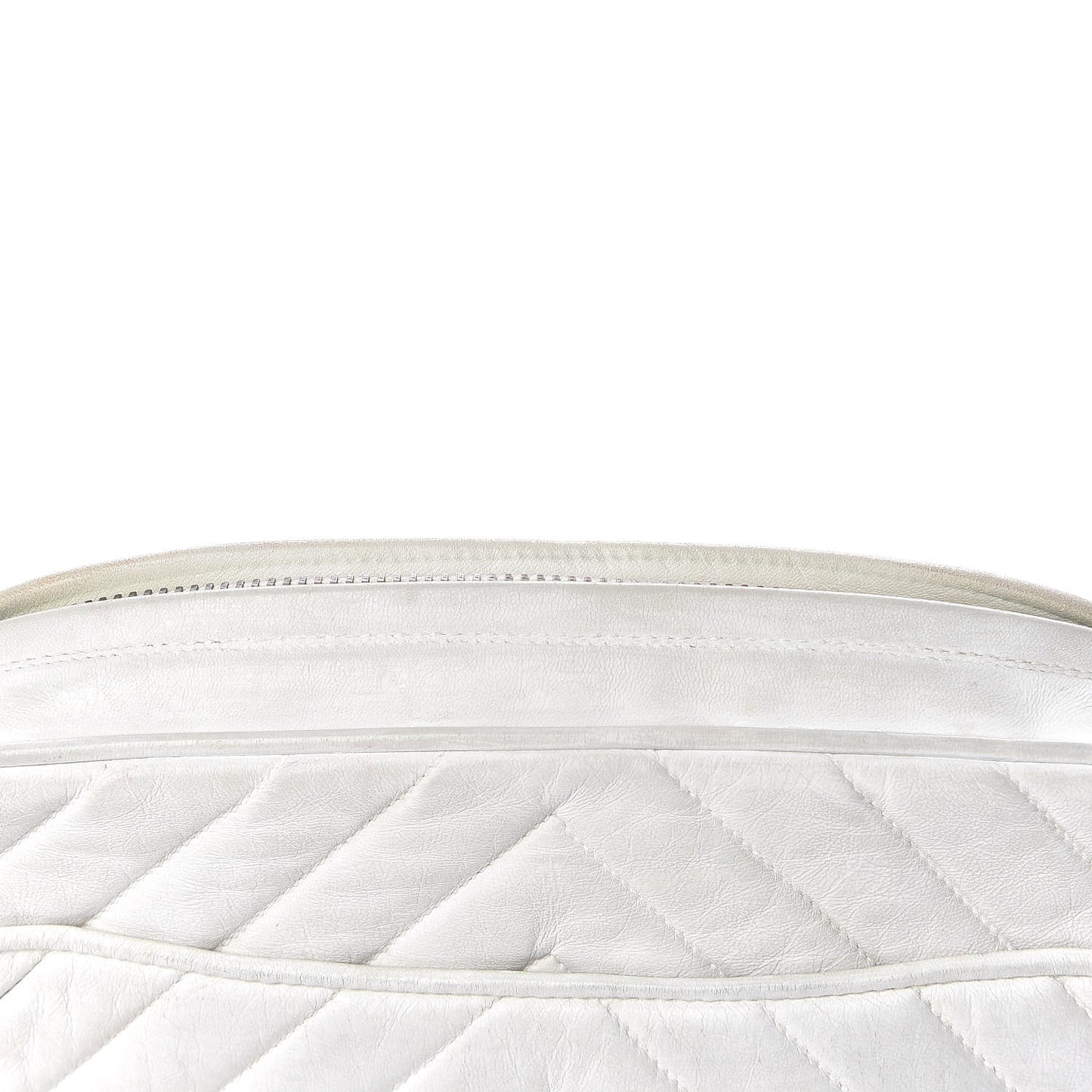 Lambskin Chevron Quilted Medium Tassel Camera Case White