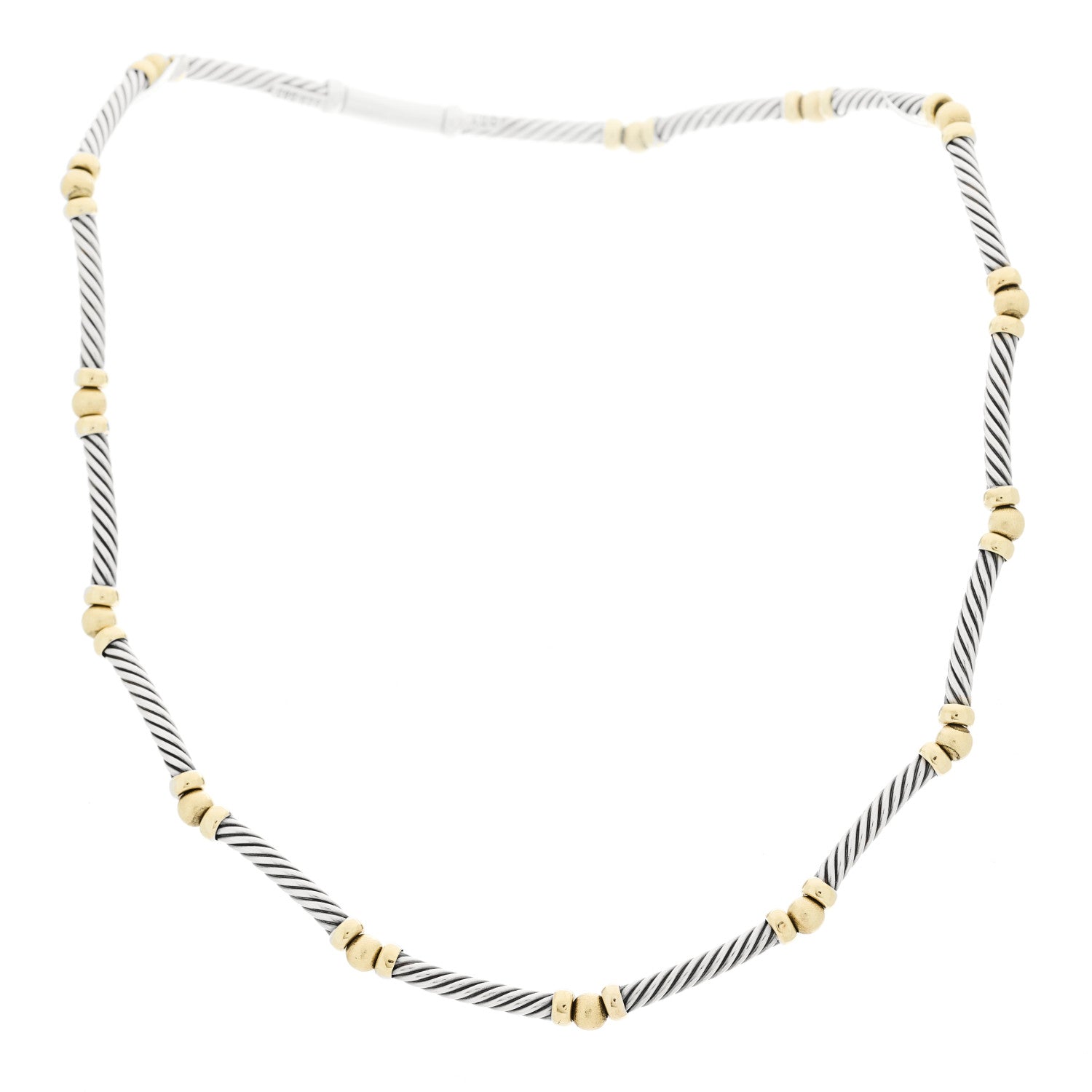David Yurman Sterling Silver 14K Yellow Gold Metro Collar Necklace 3 of 5