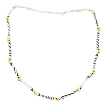 David Yurman Sterling Silver 14K Yellow Gold Metro Collar Necklace 3 of 5