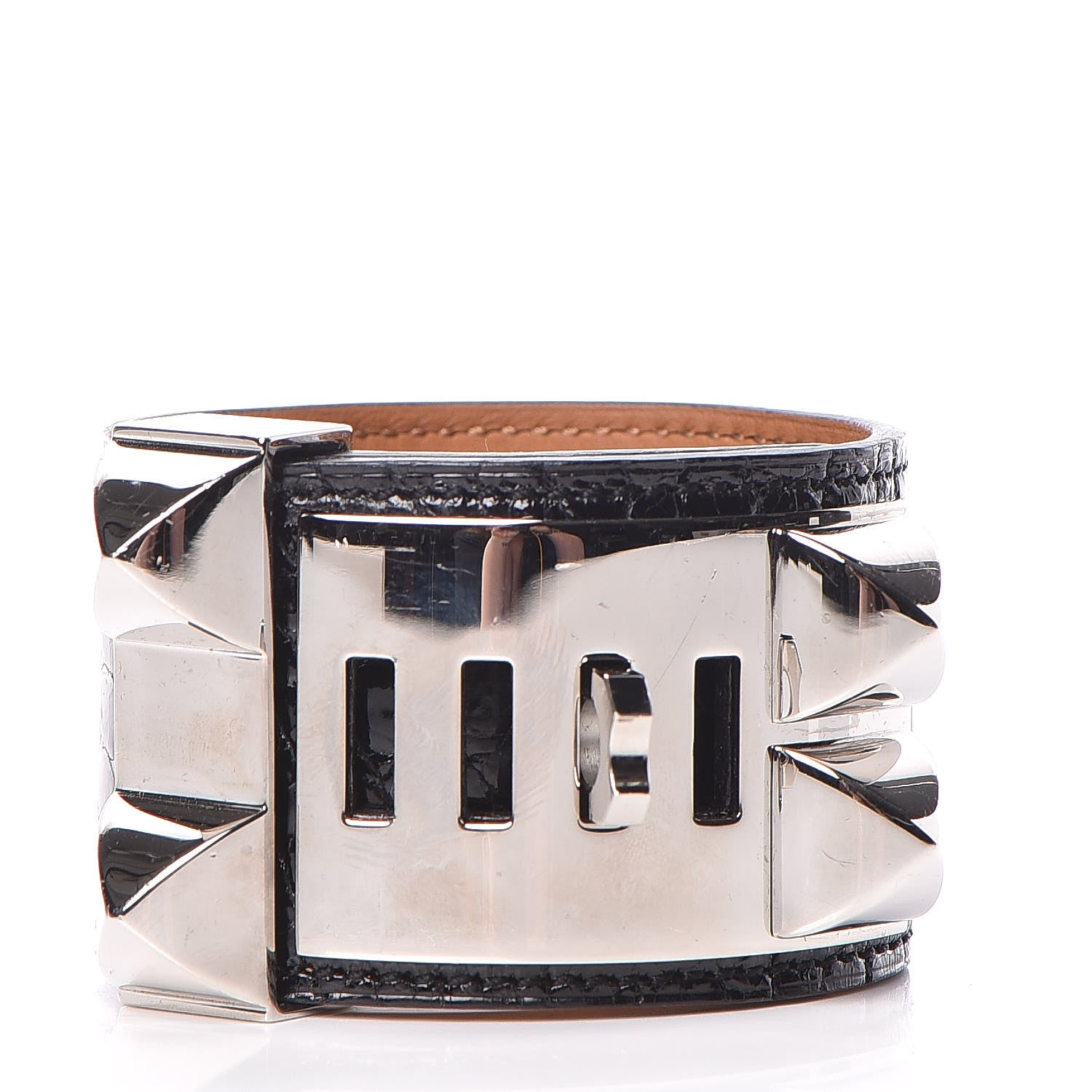 Hermes Shiny Alligator Collier de Chien CDC Bracelet S Black 3 of 6