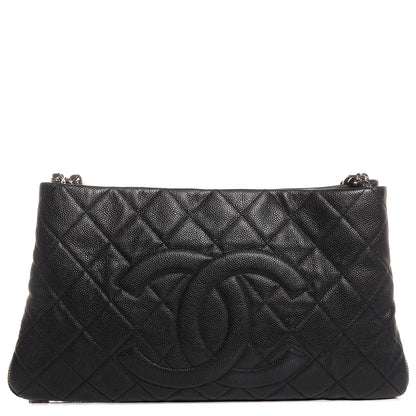 Chanel Caviar Expandable Zip Shoulder Bag Black 1 of 7