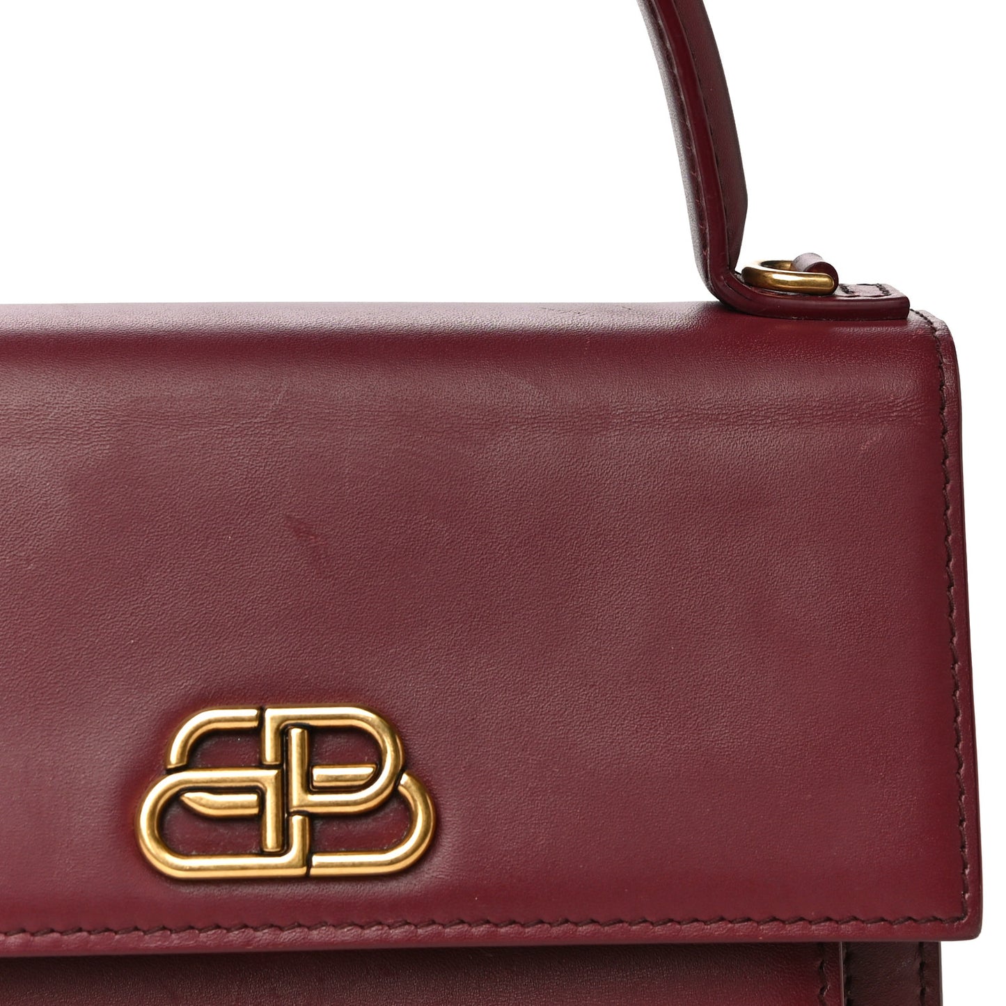 Box Calfskin XS Sharp Top Handle Bag Burgundy