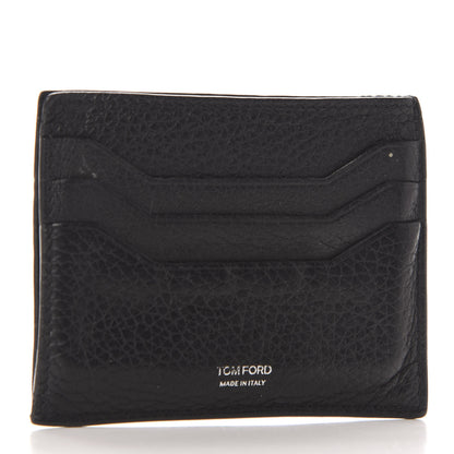 Tom Ford Grained Calfskin Open Side Card Holder Black 3 of 7