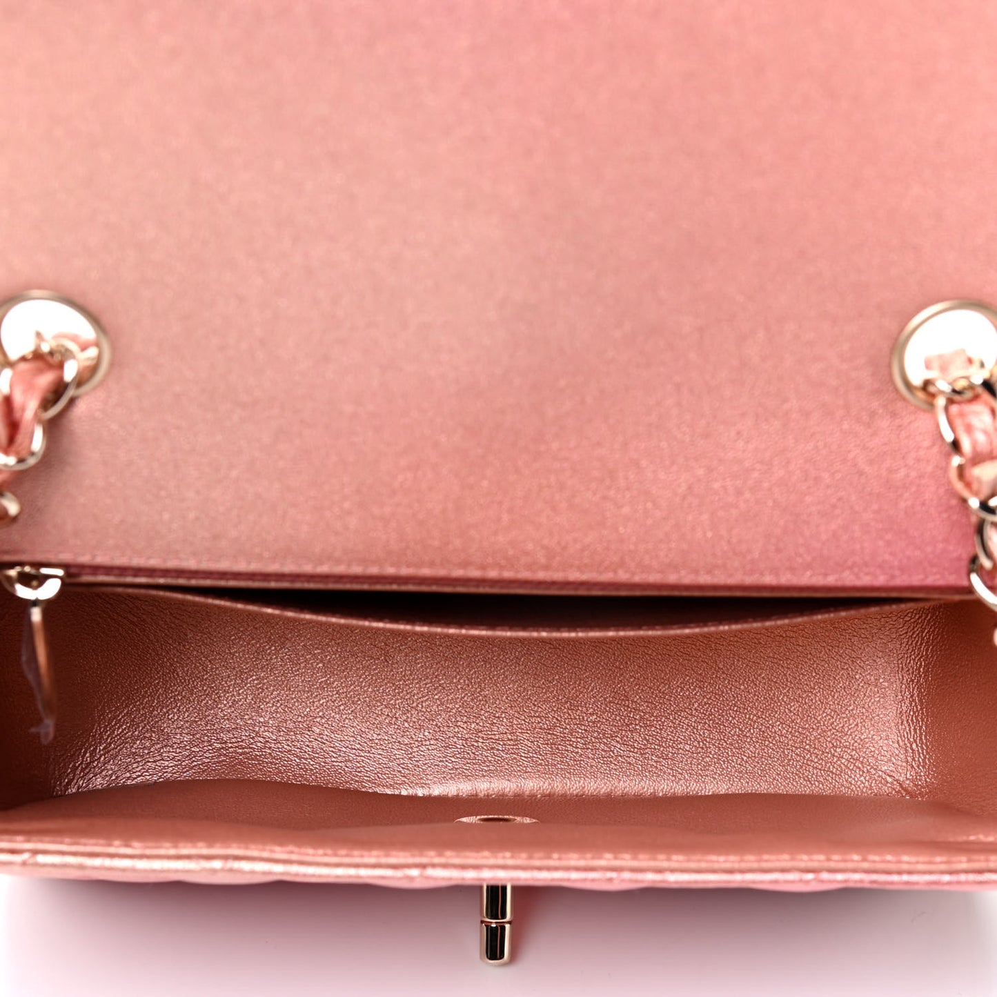 Metallic Lambskin Quilted Ombre Mini Rectangular Flap Pink