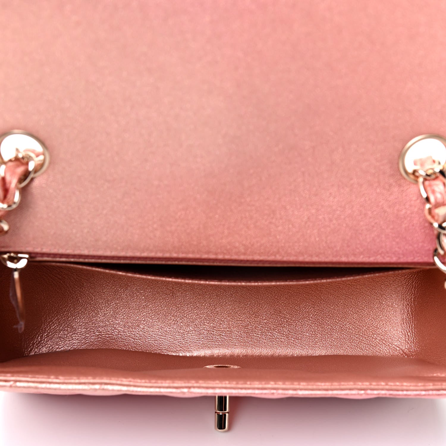 Chanel Metallic Lambskin Quilted Ombre Mini Rectangular Flap Pink 4 of 4